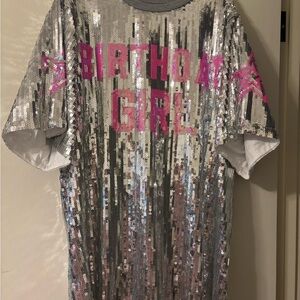 Forever 21 Silver Birthday Girl Sequin Top